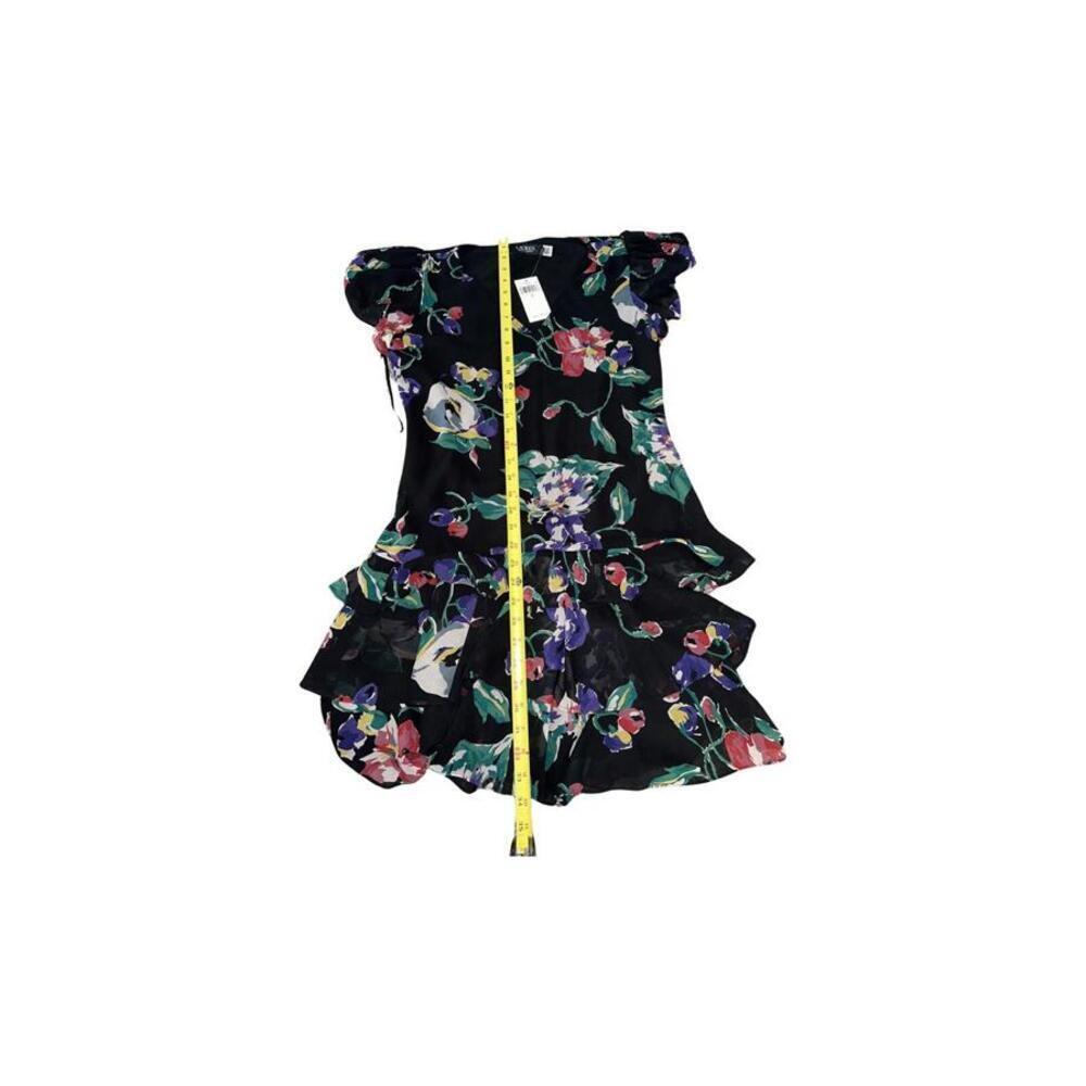 RALPH LAUREN V-neck Ruffled Hem Floral Print Georgette Drop Waist Dress 0 New - Picture 6 of 7